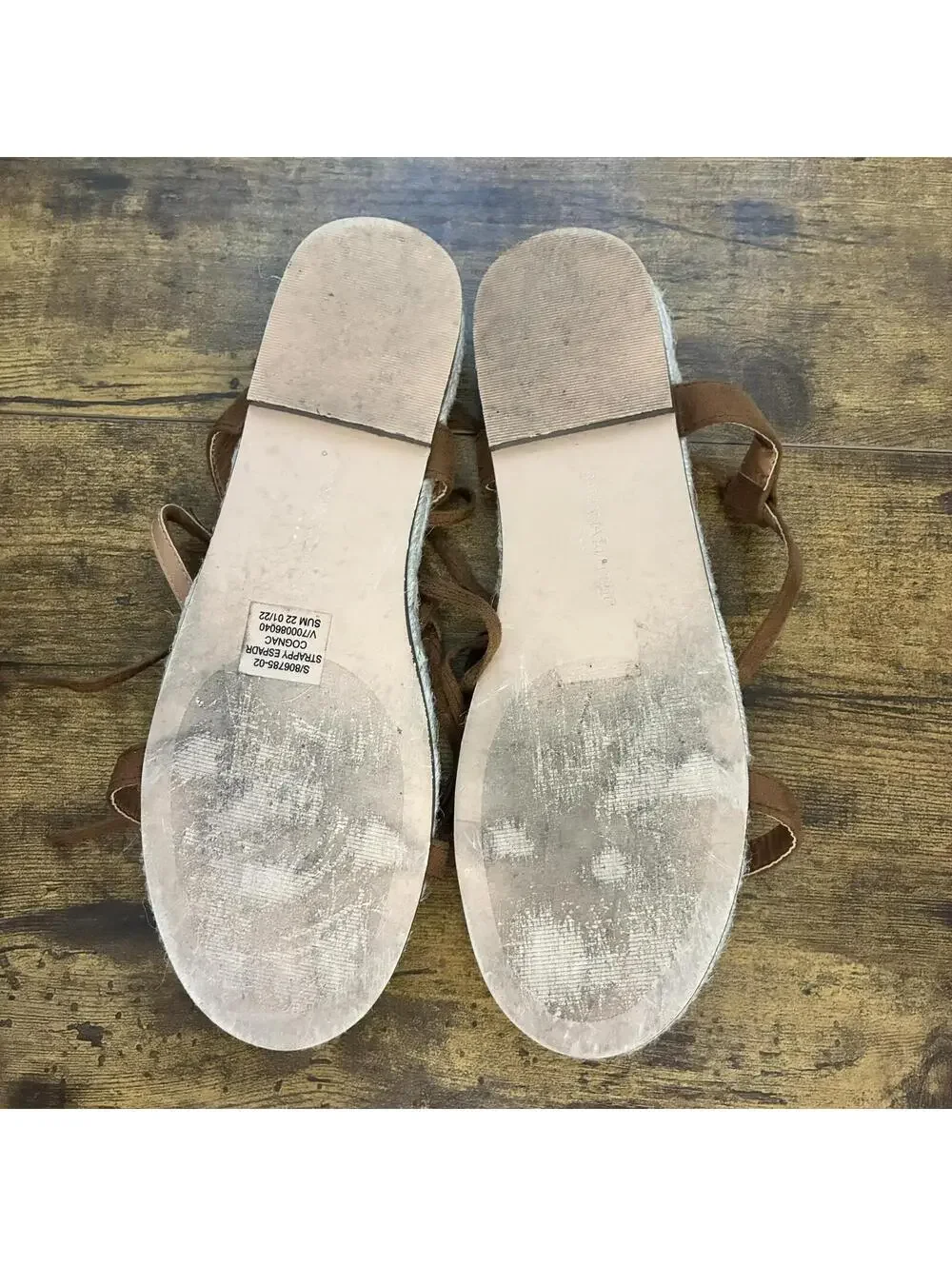 Banana Republic Natural Espadrille Leather Lace-Up Flat Sandals 8
